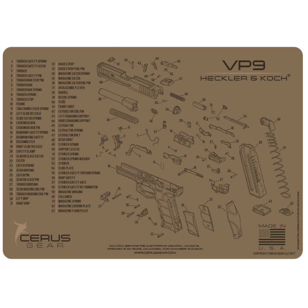 Cleaning Equipment Cerus Gear 4.50" HK VP9 SCHEMATIC COYOTE